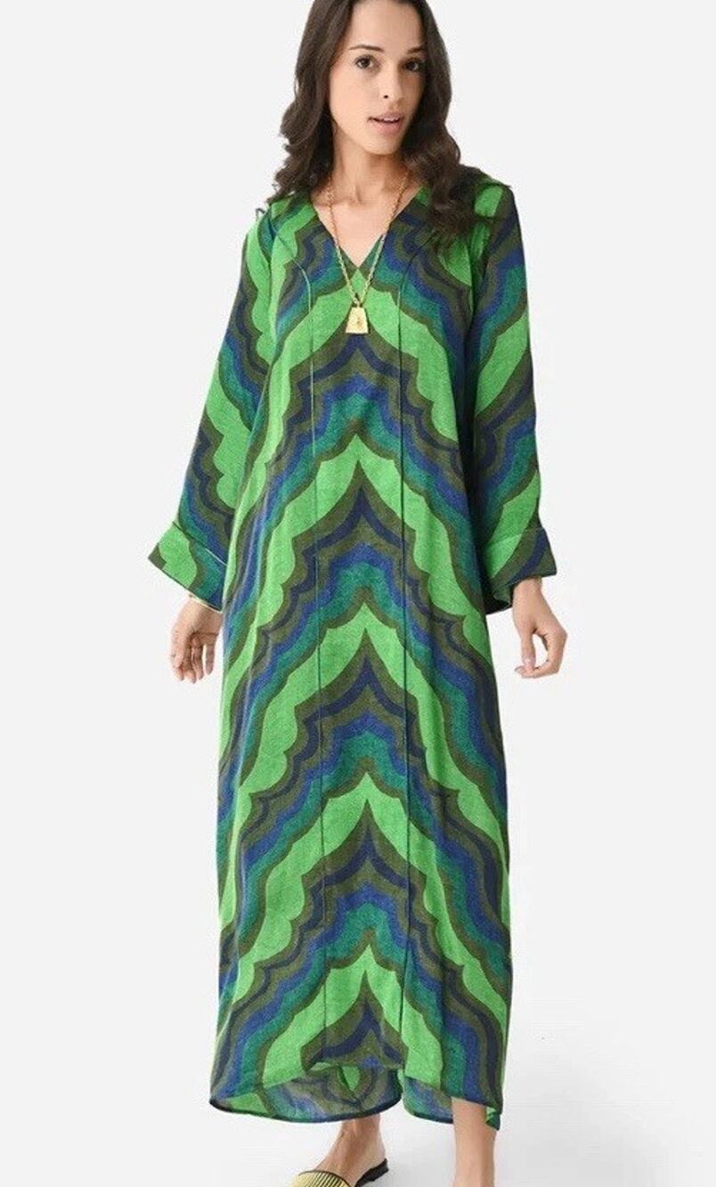 Chufy Phoenix Midi Dress Psychedelic Bohemian Kaftan Festival Op Art Sz S Maxi